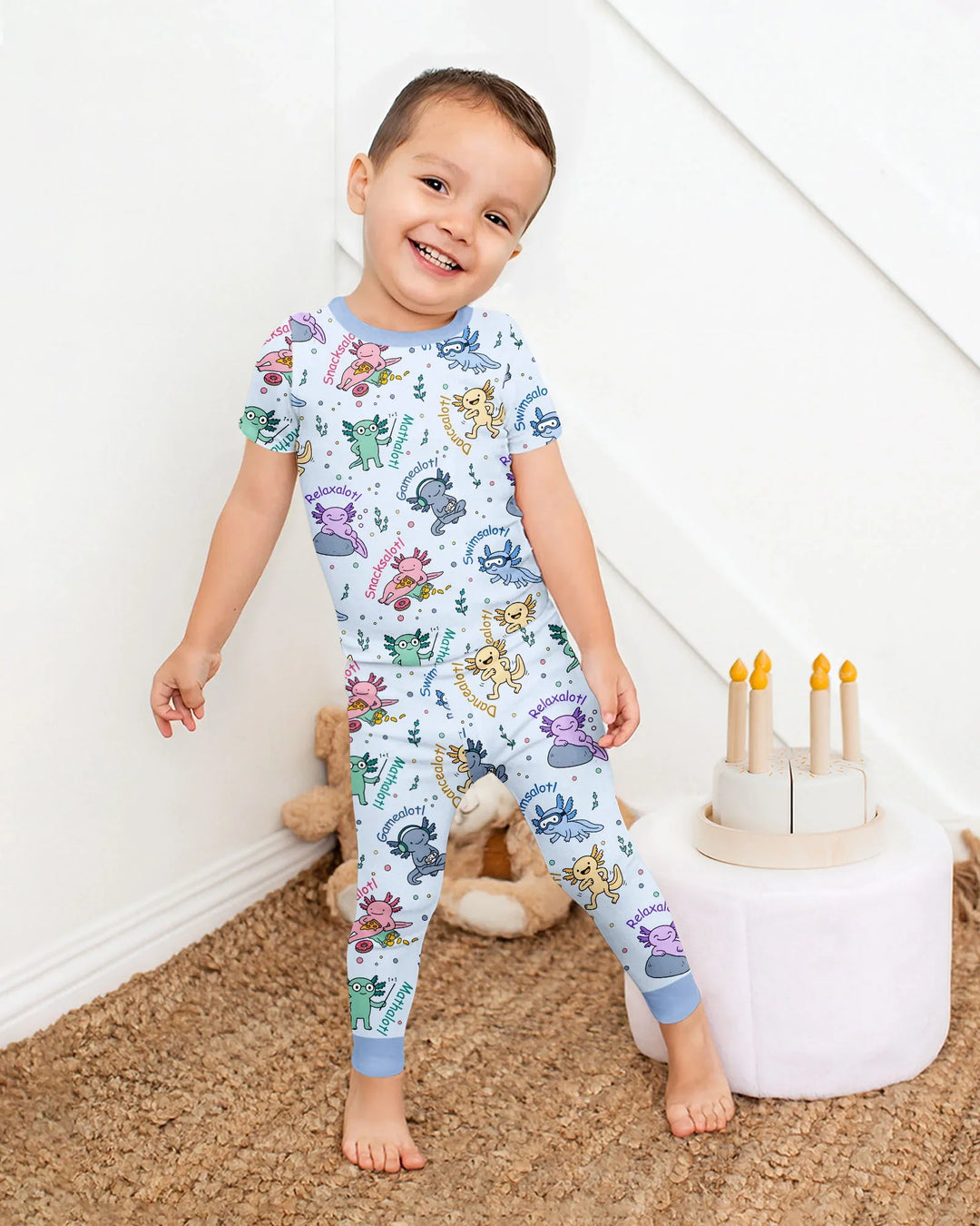 A Lotta Axolotls Bamboo Two Piece Short Sleeve Pajama Set
