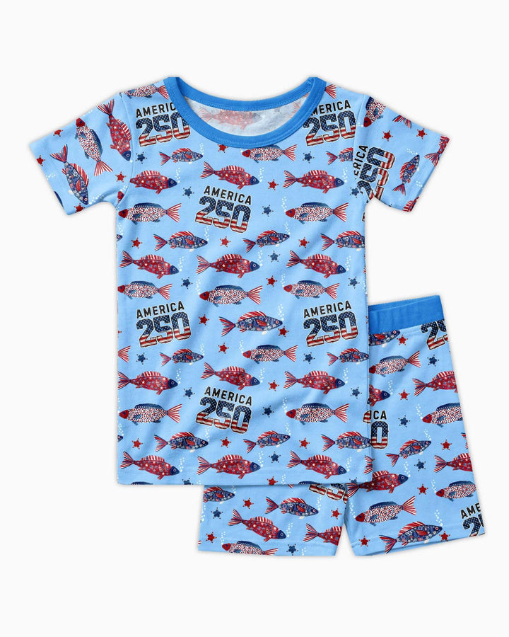 Template Zweiteiliges Pyjama-Set mit kurzen Ärmeln und Shorts