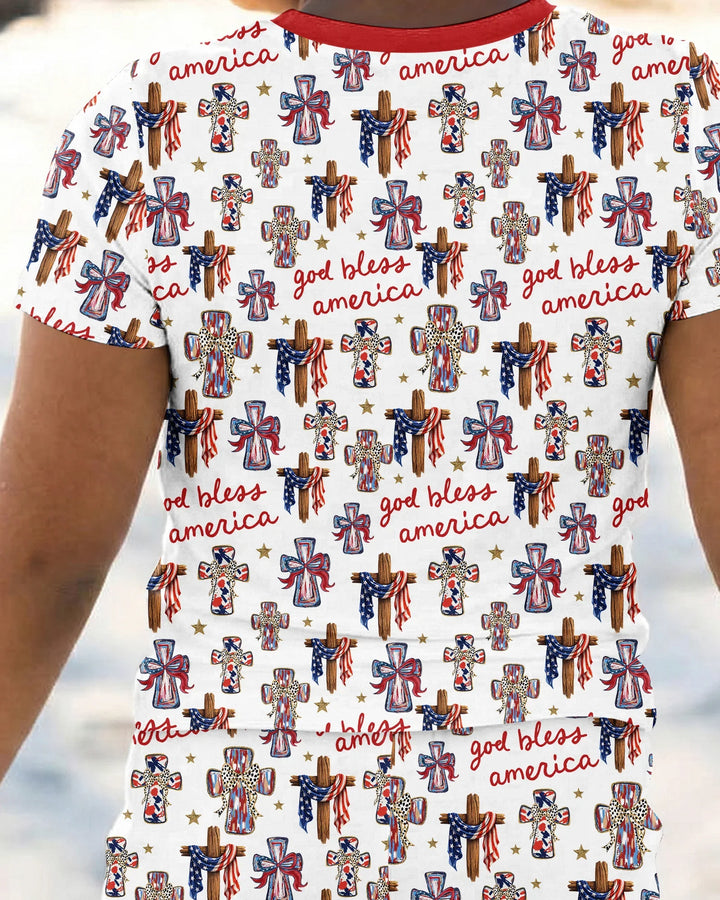 Zweiteiliges, kurzärmliges Pyjama-Set mit Marienkäfern