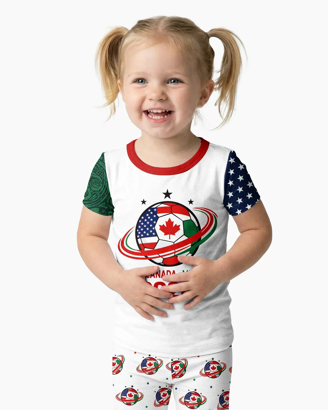 Soccer Cup USA Canada Mexico Bamboo Two Piece Short Sleeve Pajama Set