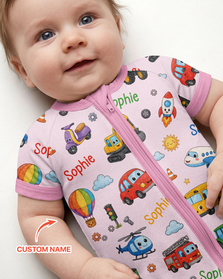 Custom Name Cute Transport Bamboo Shorty Zippy