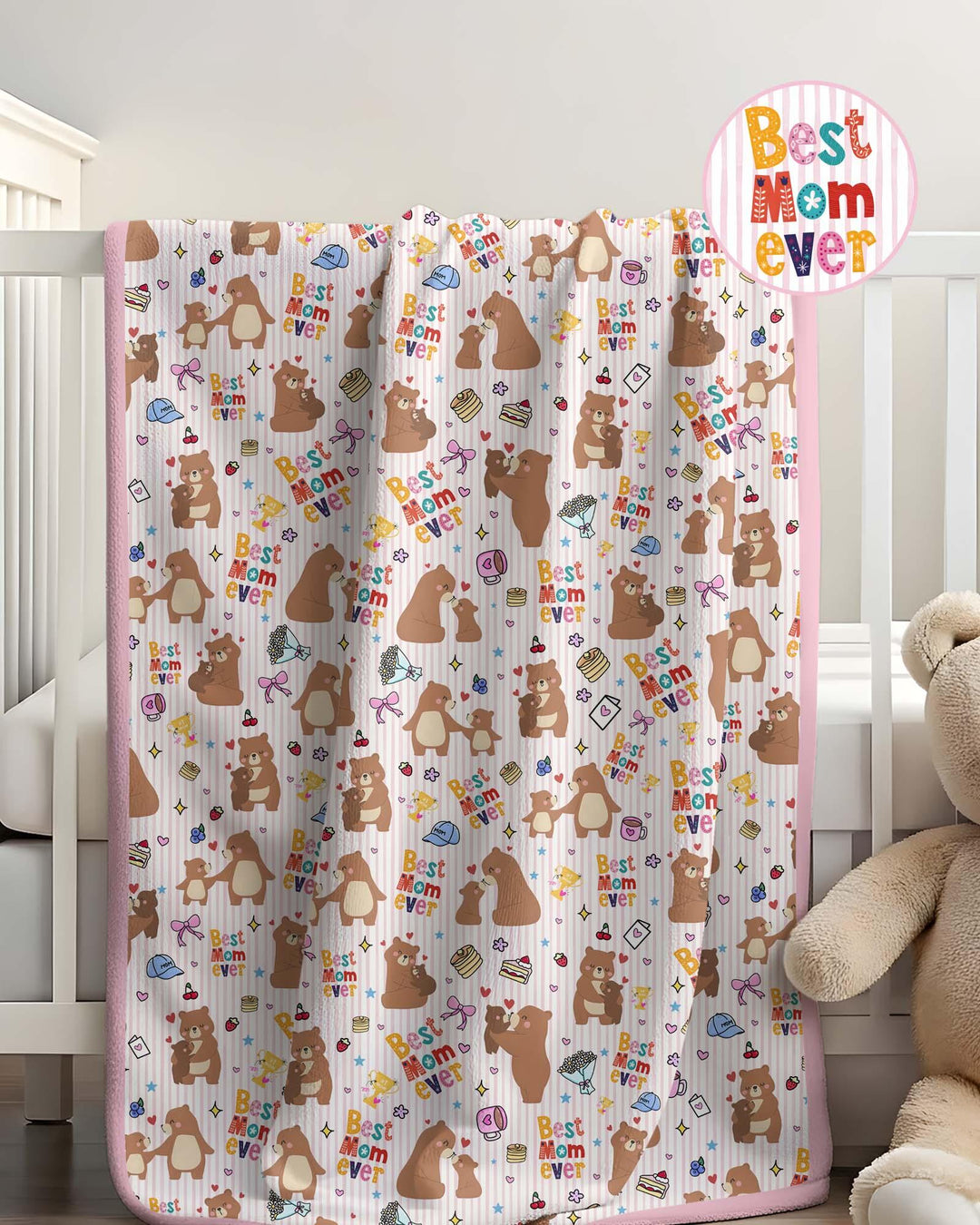 Best Mama Bear Ever Family Matching Bamboo Blanket