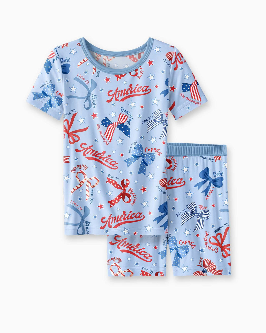 Template Zweiteiliges Pyjama-Set mit kurzen Ärmeln und Shorts