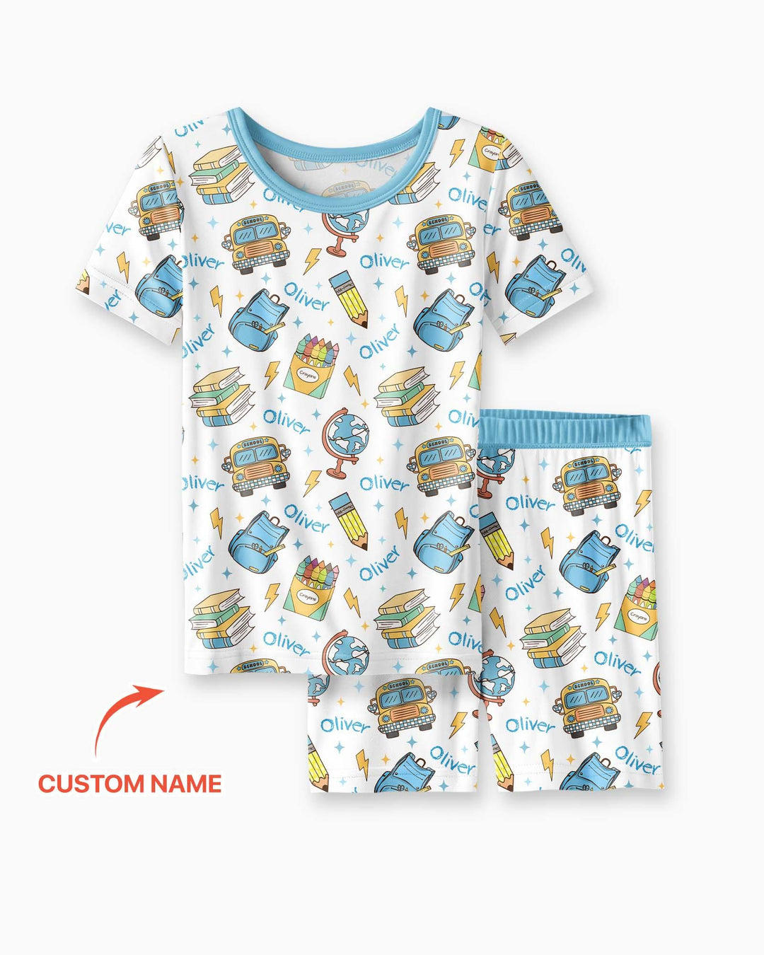 Zweiteiliges Pyjama-Set mit kurzen Ärmeln und Shorts im Sommer-Design