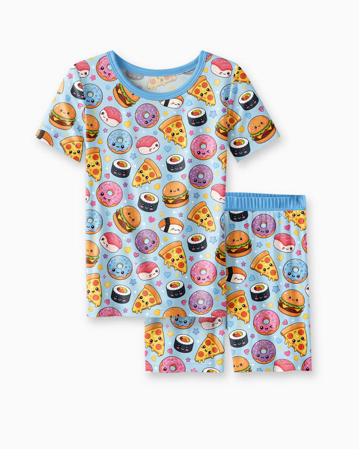 Schlafanzug-Set zweiteilig, kurze Ärmel, kurze Hose, Bambus
