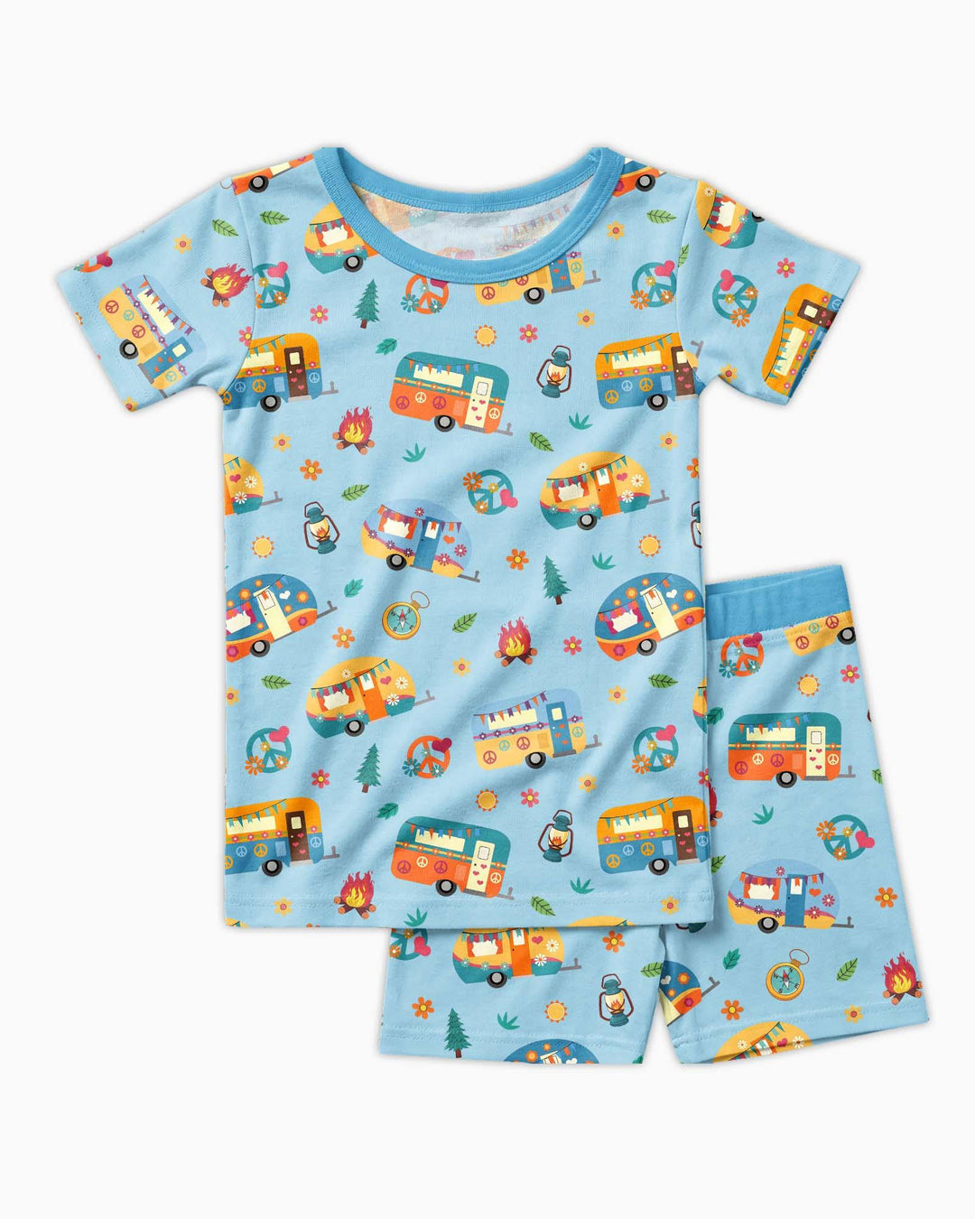 Zweiteiliges Pyjama-Set mit kurzen Ärmeln und Shorts im Sommer-Design