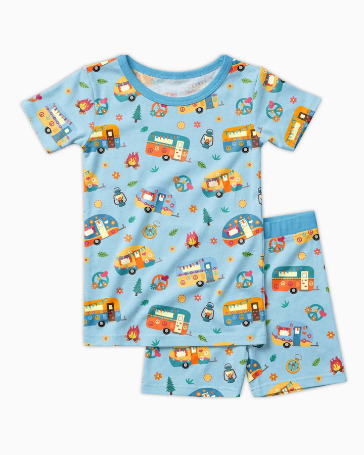 Zweiteiliges Pyjama-Set mit kurzen Ärmeln und Shorts im Sommer-Design