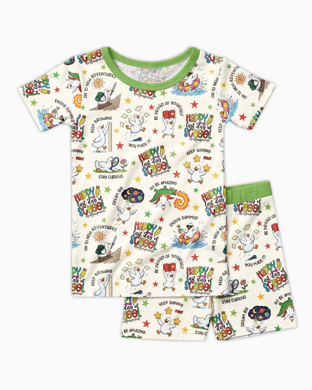 Template Zweiteiliges Pyjama-Set mit kurzen Ärmeln und Shorts