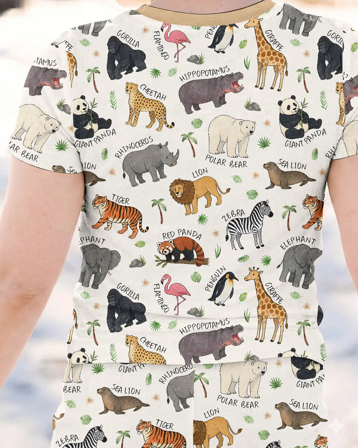 Safari Animals Bamboo Two Piece Short Sleeve Pajama Set