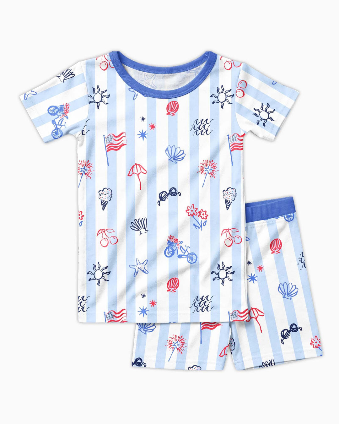 Template Zweiteiliges Pyjama-Set mit kurzen Ärmeln und Shorts