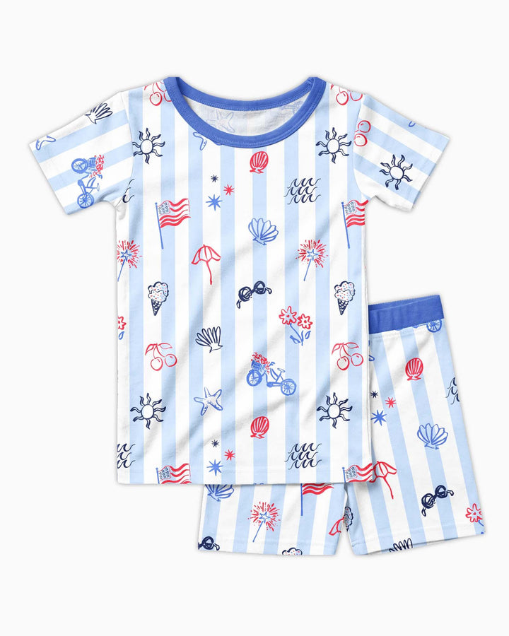 Template Zweiteiliges Pyjama-Set mit kurzen Ärmeln und Shorts