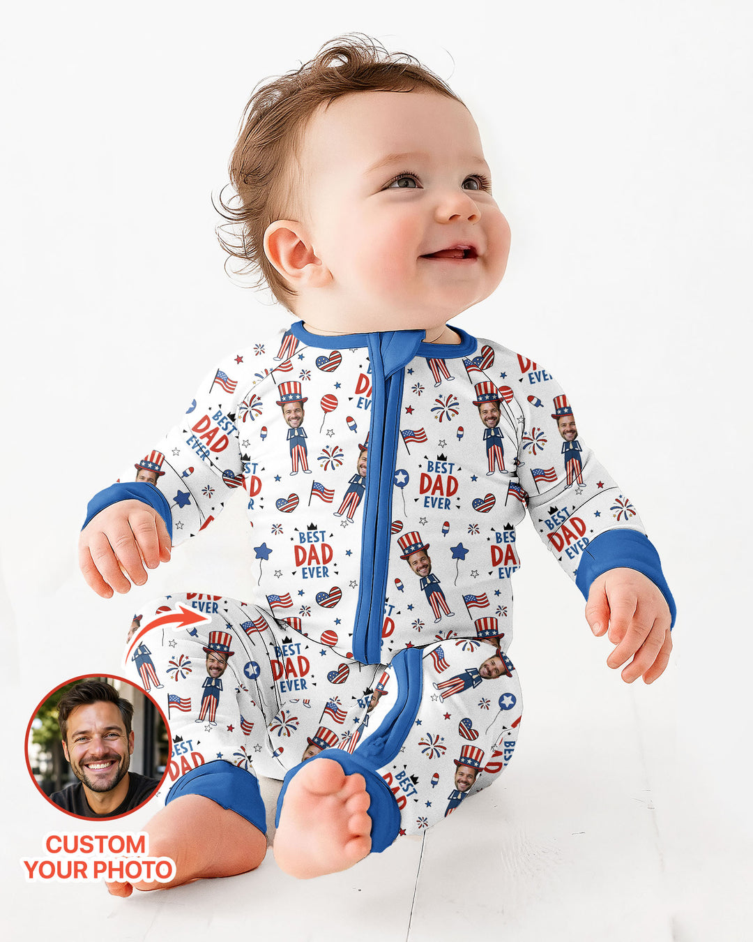 Gerippte Babykleidung mit individuellem Foto - Weich &amp; Skizzenhaft