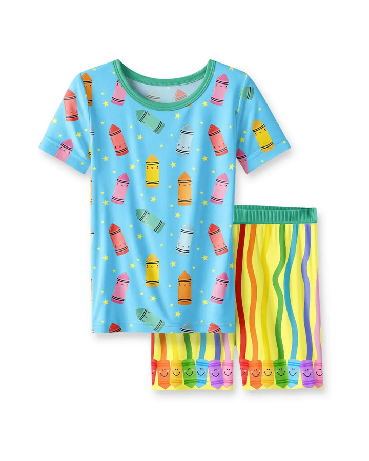 Schlafanzug-Set zweiteilig, kurze Ärmel, kurze Hose, Bambus