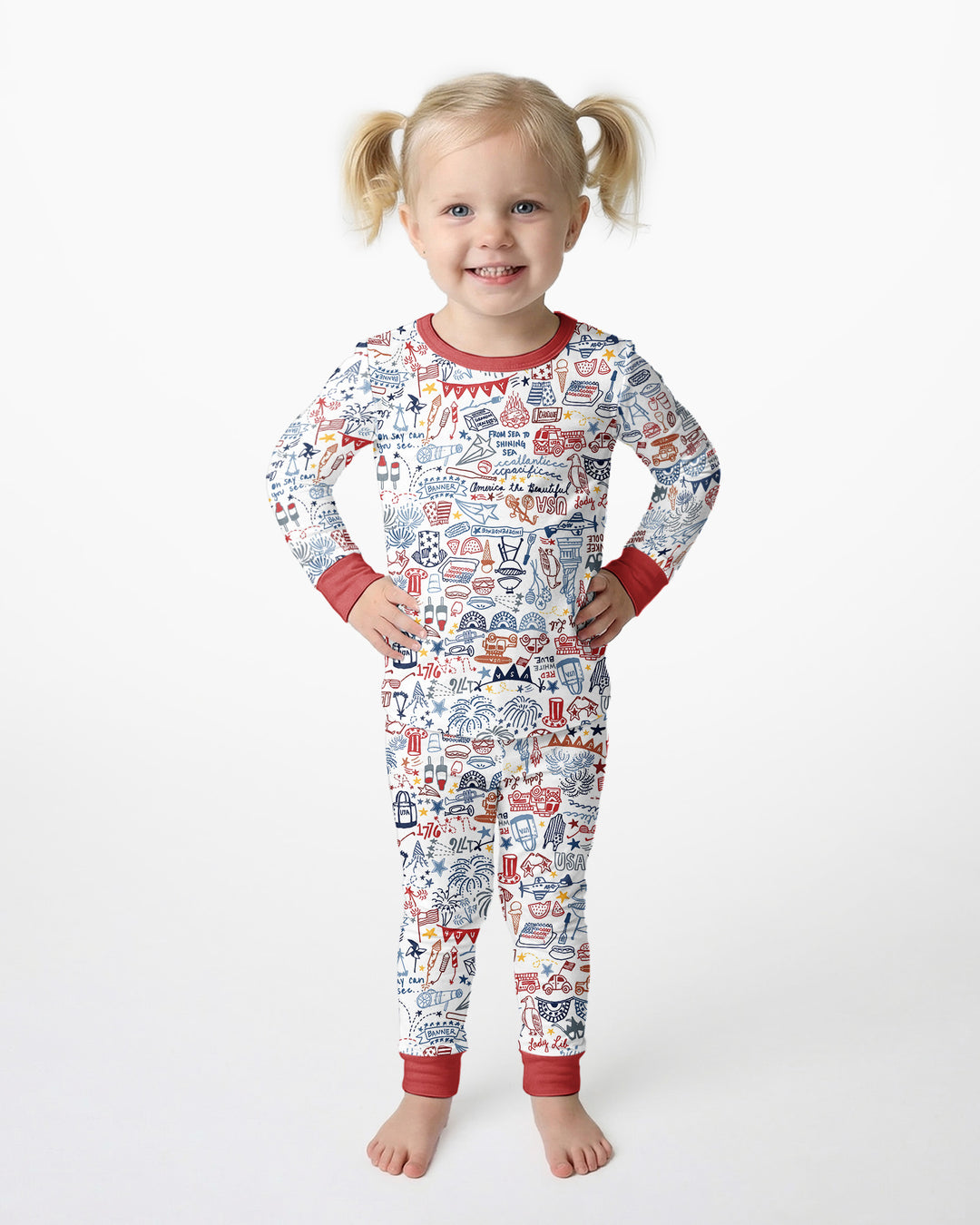 Zweiteiliges Langarm-Pyjama-Set mit Sommerfrüchten