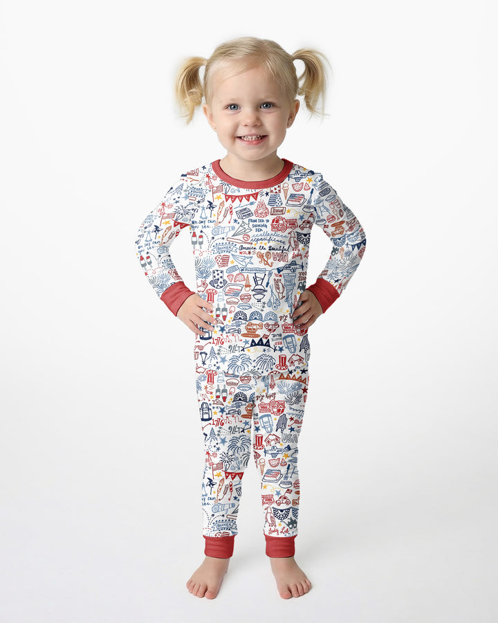Zweiteiliges Langarm-Pyjama-Set mit Sommerfrüchten