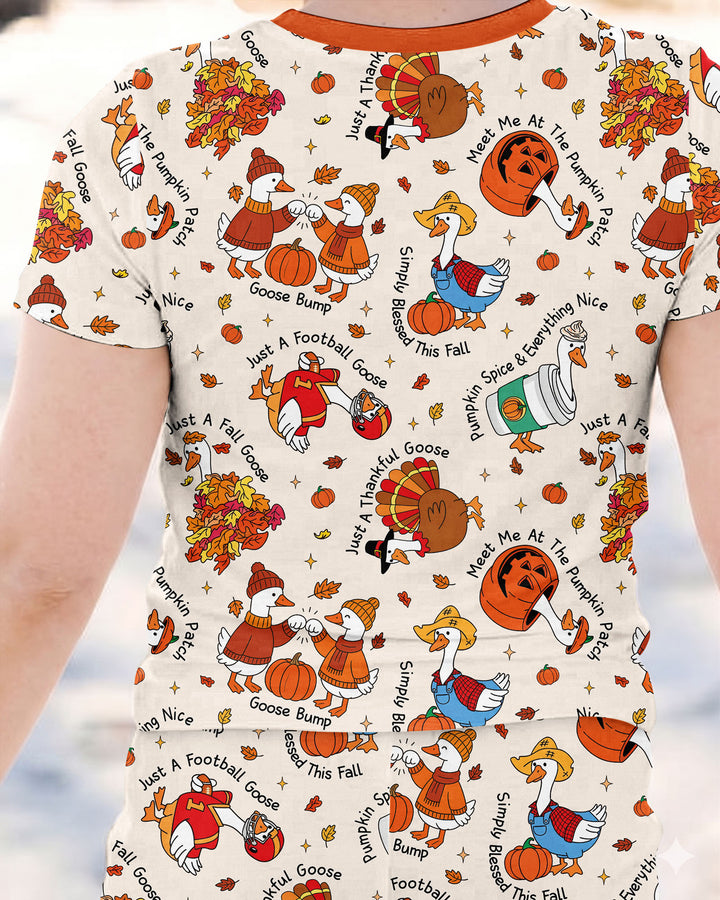 Just A Fall Goose Family Matching Bamboo Two Piece Short Sleeve Pajama Set