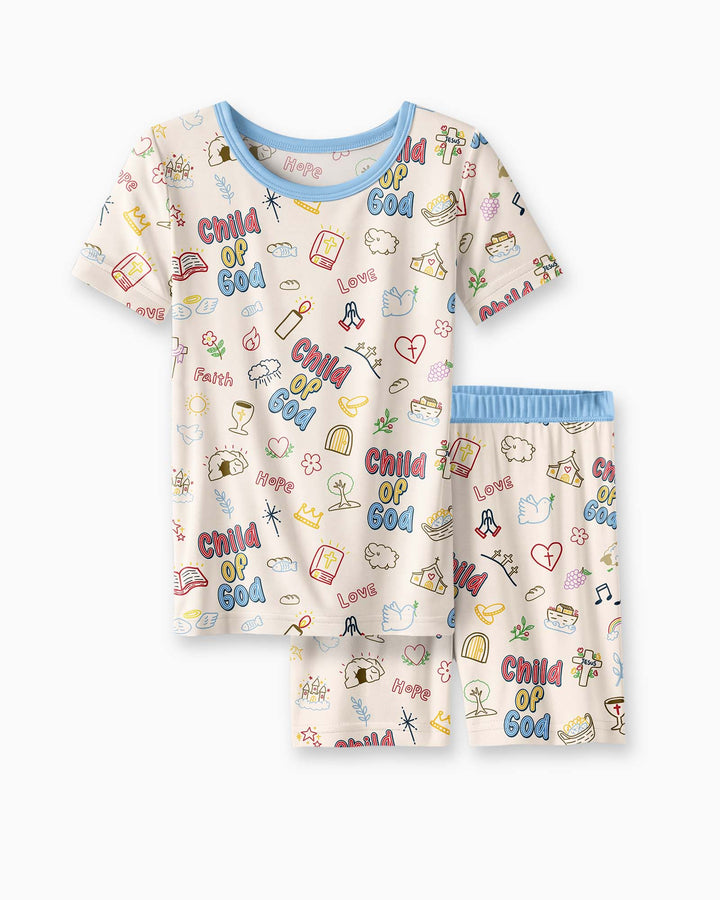 Template Zweiteiliges Pyjama-Set mit kurzen Ärmeln und Shorts