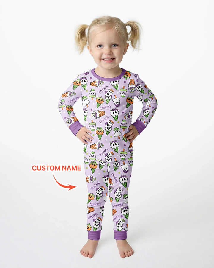 Summerween Ice cream Bamboo Two Piece Long Sleeve Pajama Set