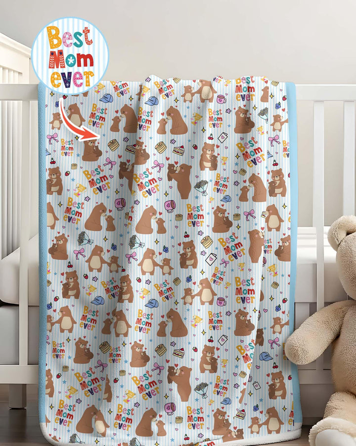 Best Mama Bear Ever Family Matching Bamboo Blanket