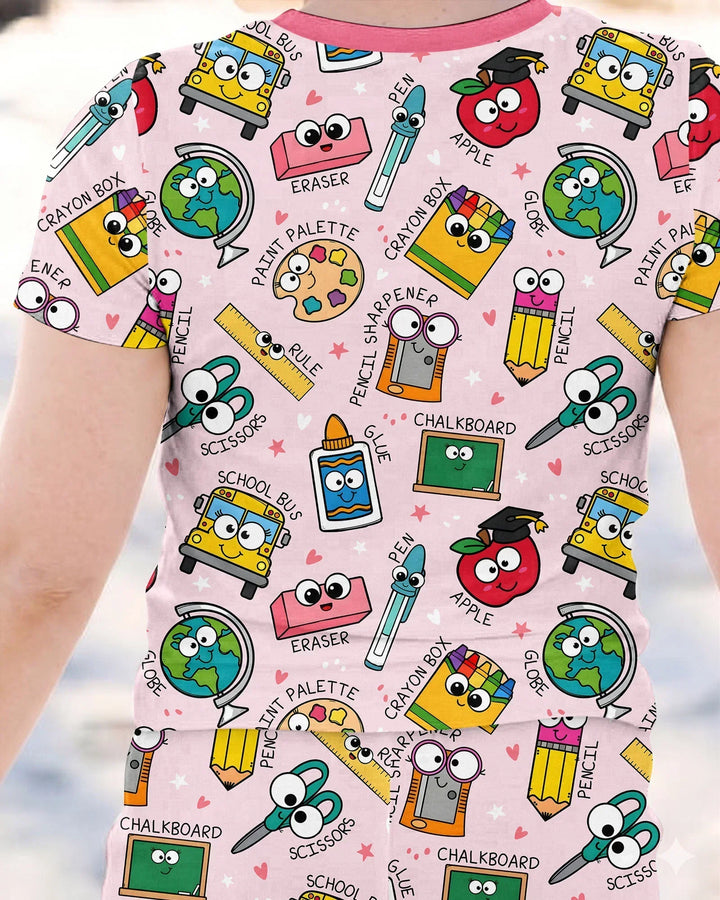 Happy School Pals Two Piece Short Sleeve Pajama Set