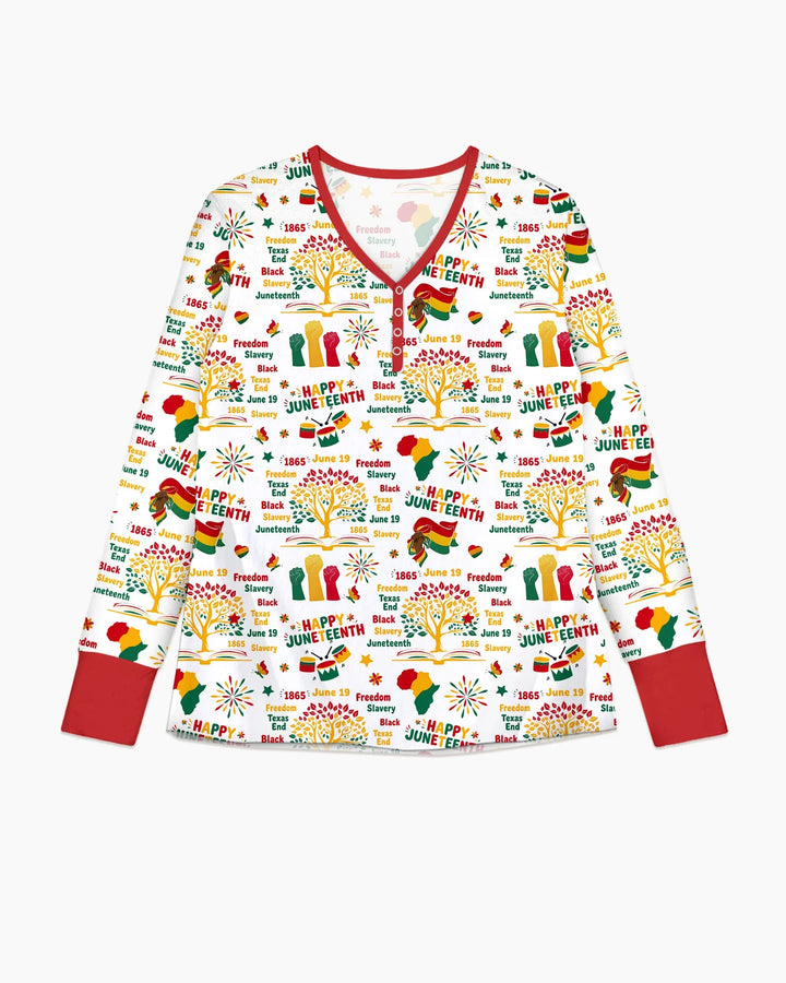 Fröhlicher Juneteenth Pyjama-Set für Damen aus Bambus