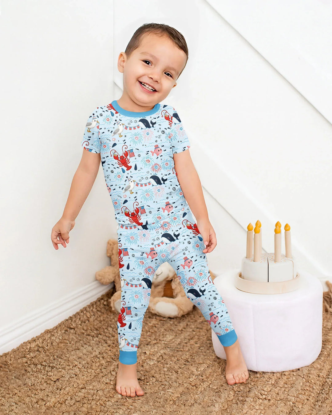 Zweiteiliges, kurzärmliges Pyjama-Set mit Marienkäfern