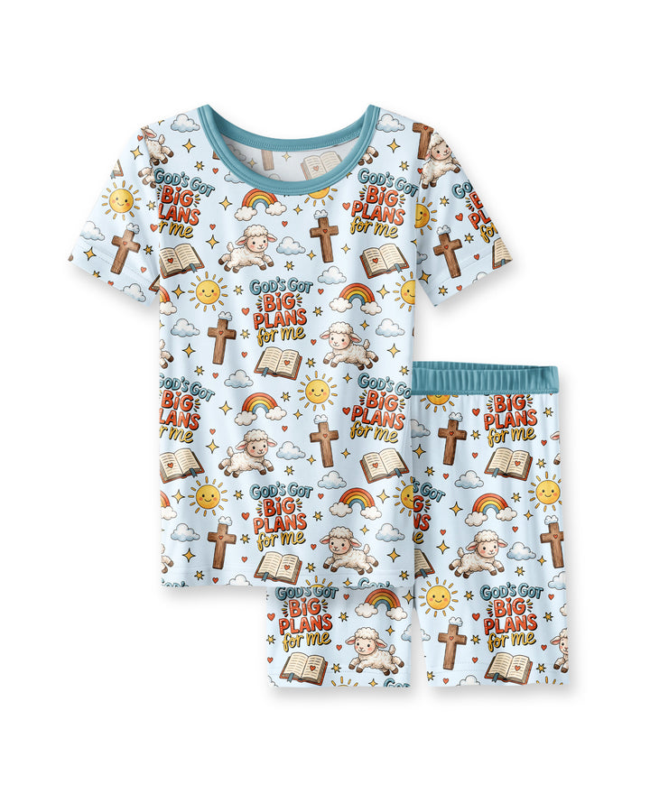 Template Zweiteiliges Pyjama-Set mit kurzen Ärmeln und Shorts