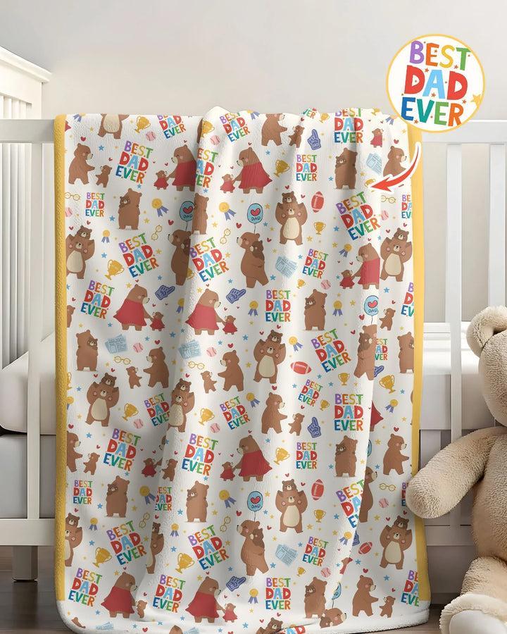 Best Daddy Bear Ever Family Matching Bamboo Blanket