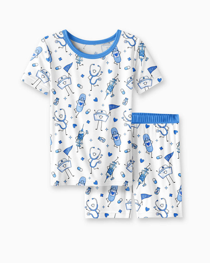 Template Zweiteiliges Pyjama-Set mit kurzen Ärmeln und Shorts