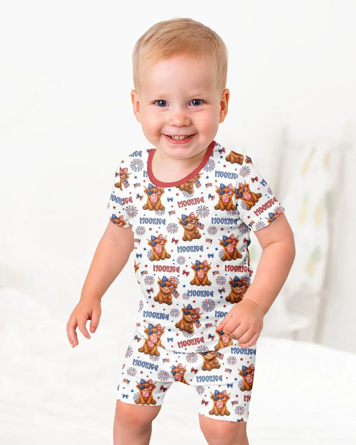 Schlafanzug-Set zweiteilig, kurze Ärmel, kurze Hose, Bambus