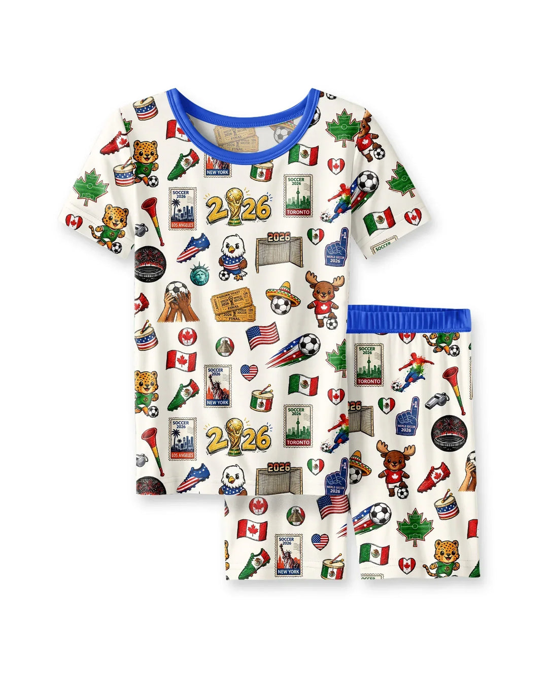 Soccer Cup 2026 Family Matching Bamboo Two Piece Short Sleeve Shorts Pajama Set