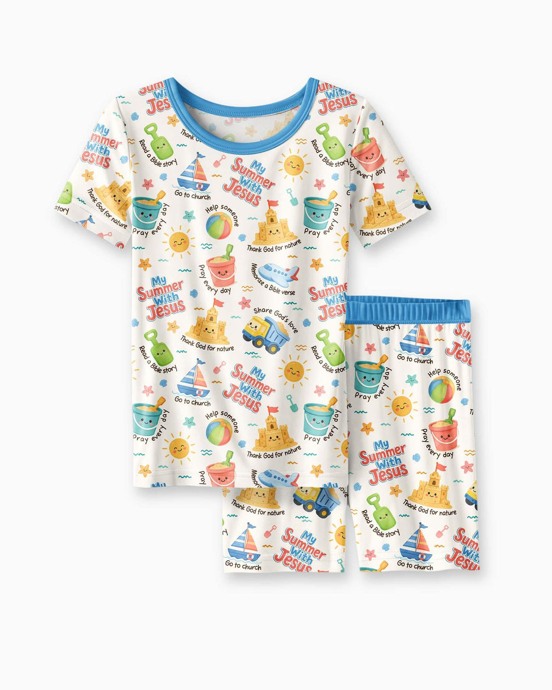Template Zweiteiliges Pyjama-Set mit kurzen Ärmeln und Shorts