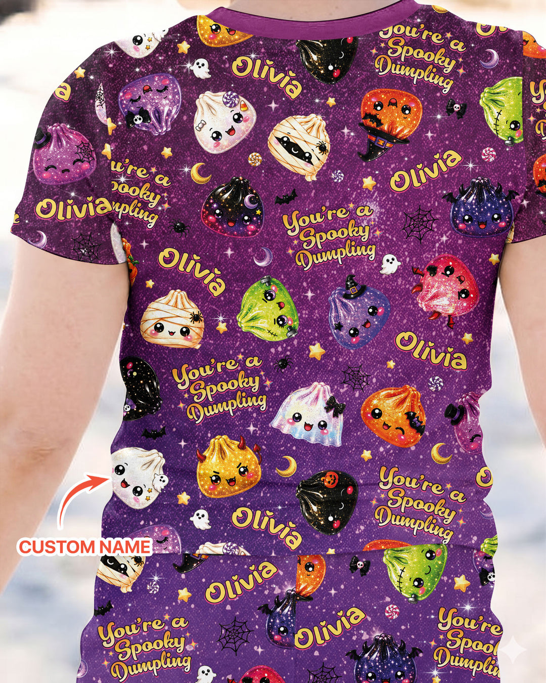 Custom Name You're A Spooky Dumpling Bamboo Two Piece Short Sleeve Pajama Set