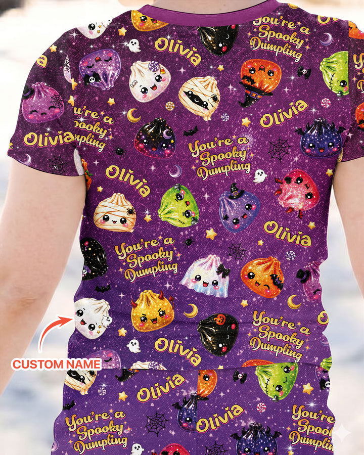 Custom Name You're A Spooky Dumpling Bamboo Two Piece Short Sleeve Pajama Set