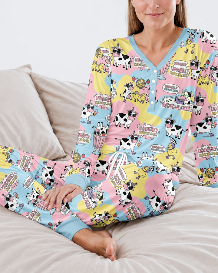 Too Ridiculous To Moo Bamboo Women Pajama Set