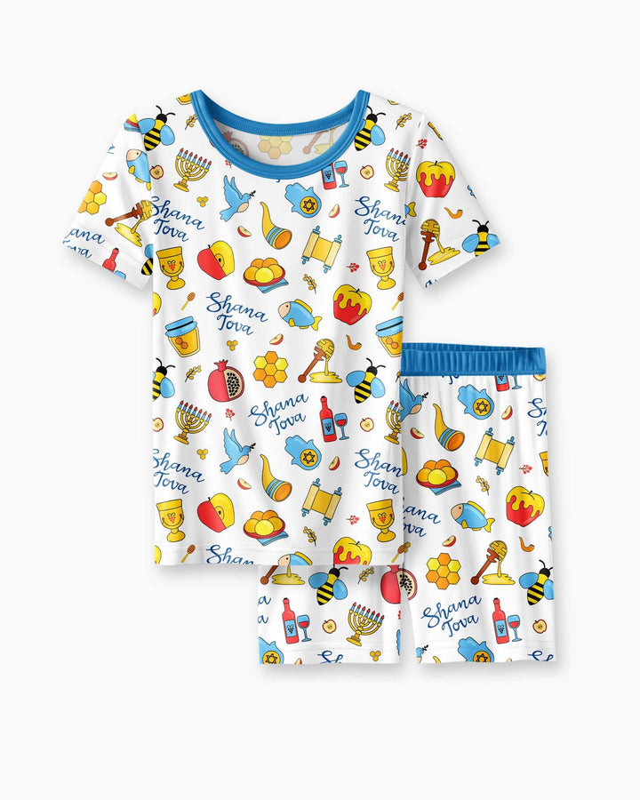 Template Zweiteiliges Pyjama-Set mit kurzen Ärmeln und Shorts