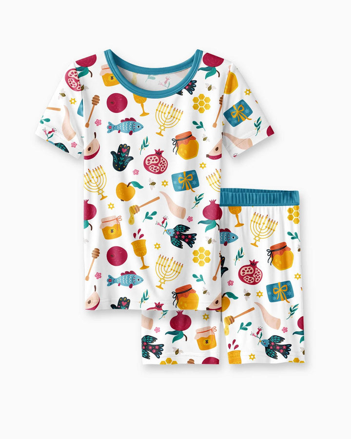 Template Zweiteiliges Pyjama-Set mit kurzen Ärmeln und Shorts
