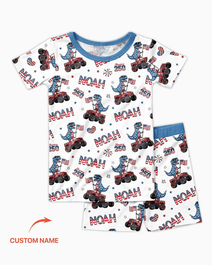 Zweiteiliges Pyjama-Set mit kurzen Ärmeln und Shorts im Sommer-Design