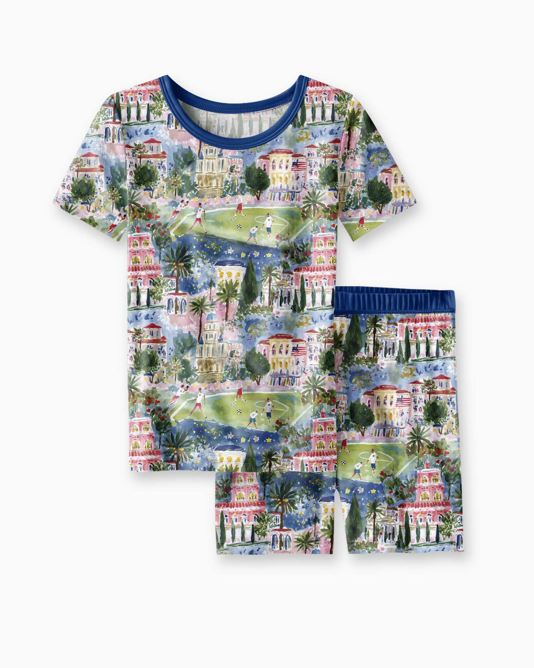 Schlafanzug-Set zweiteilig, kurze Ärmel, kurze Hose, Bambus