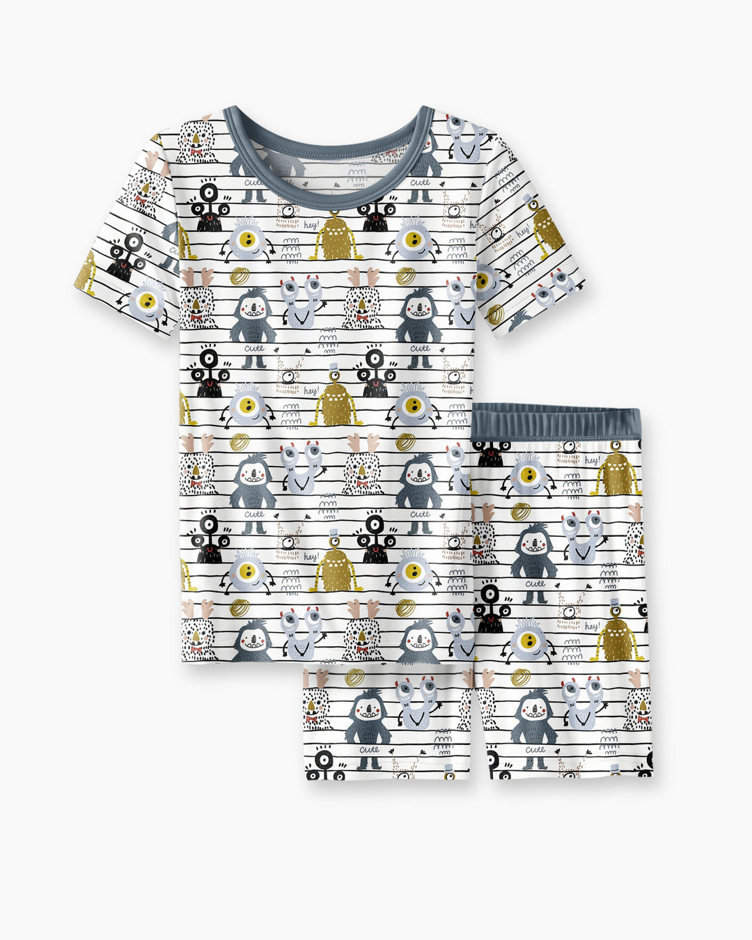 Playful Monster Friends Bamboo Two Piece Short Sleeve Shorts Pajama Set