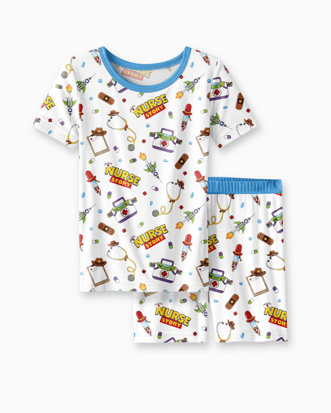 Template Zweiteiliges Pyjama-Set mit kurzen Ärmeln und Shorts