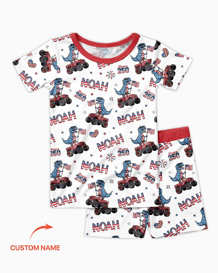 Zweiteiliges Pyjama-Set mit kurzen Ärmeln und Shorts im Sommer-Design