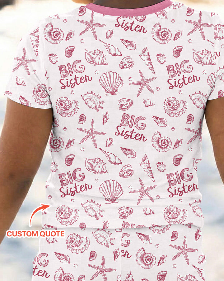 Coquette Seashell Matching Sibling Bamboo Two Piece Short Sleeve Pajama Set