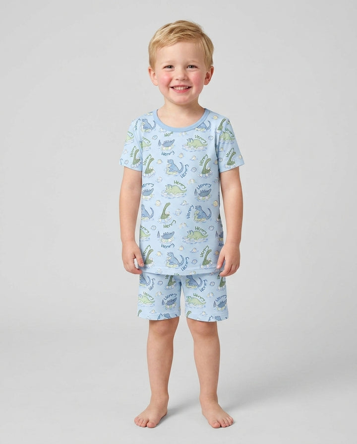 Zweiteiliges Pyjama-Set mit kurzen Ärmeln und Shorts im Sommer-Design