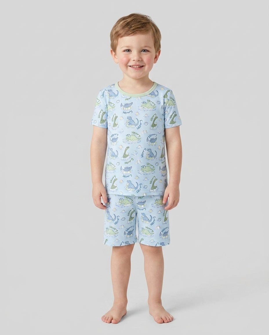 Zweiteiliges Pyjama-Set mit kurzen Ärmeln und Shorts im Sommer-Design