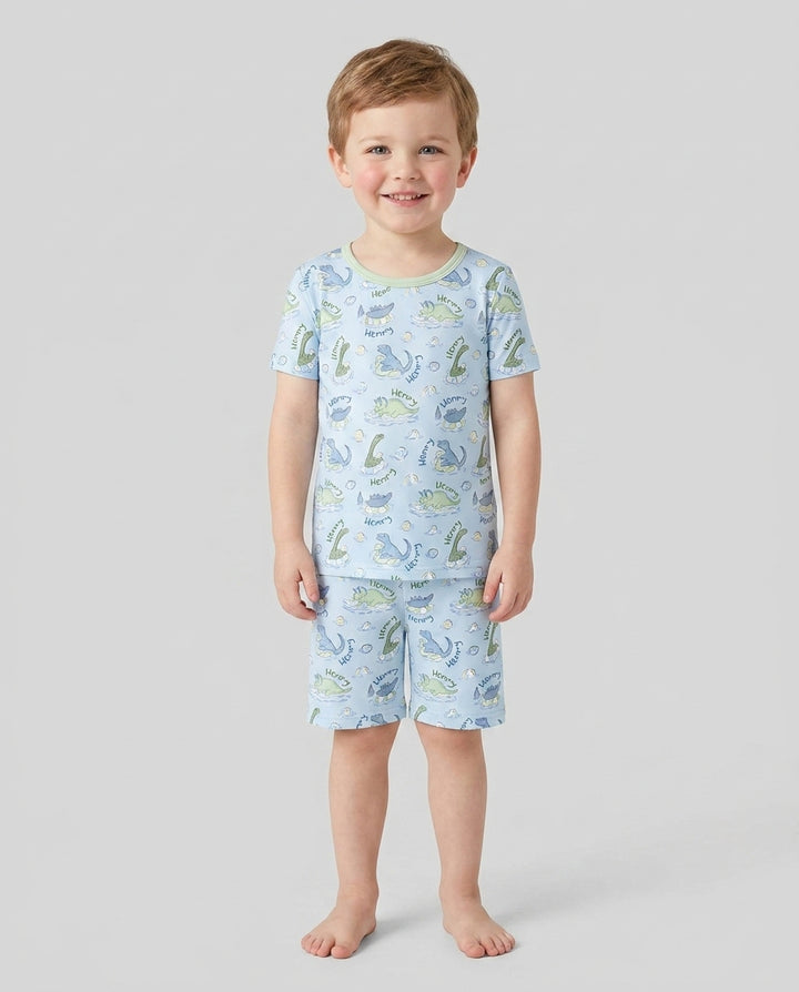 Zweiteiliges Pyjama-Set mit kurzen Ärmeln und Shorts im Sommer-Design
