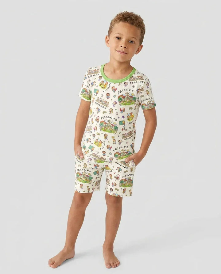 Schlafanzug-Set zweiteilig, kurze Ärmel, kurze Hose, Bambus
