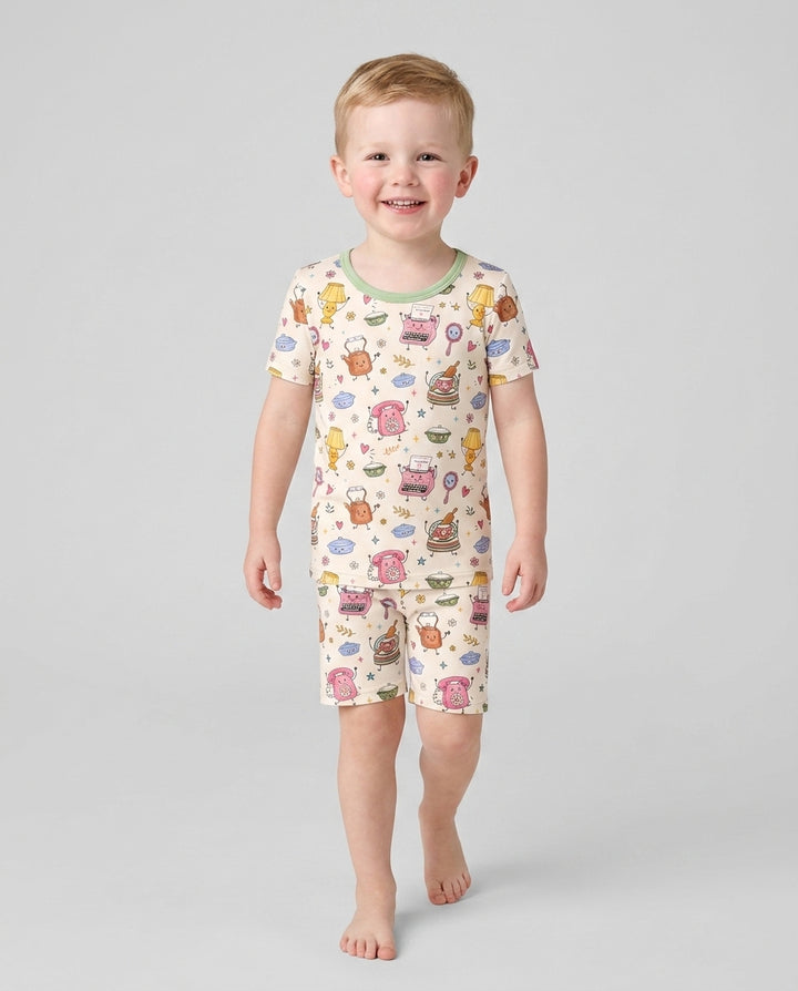 Schlafanzug-Set zweiteilig, kurze Ärmel, kurze Hose, Bambus