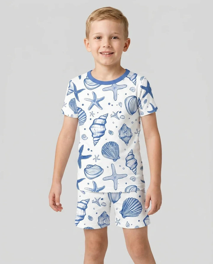 Template Zweiteiliges Pyjama-Set mit kurzen Ärmeln und Shorts