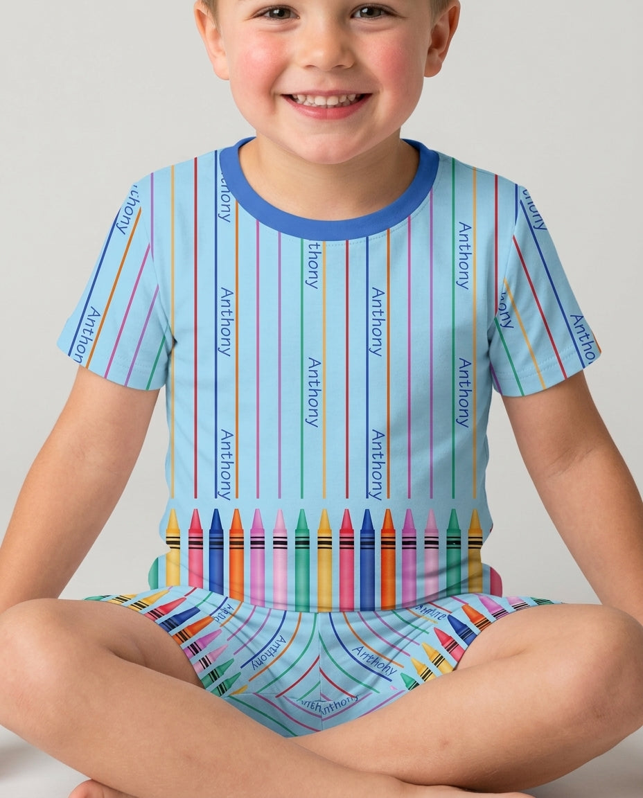 Schlafanzug-Set zweiteilig, kurze Ärmel, kurze Hose, Bambus